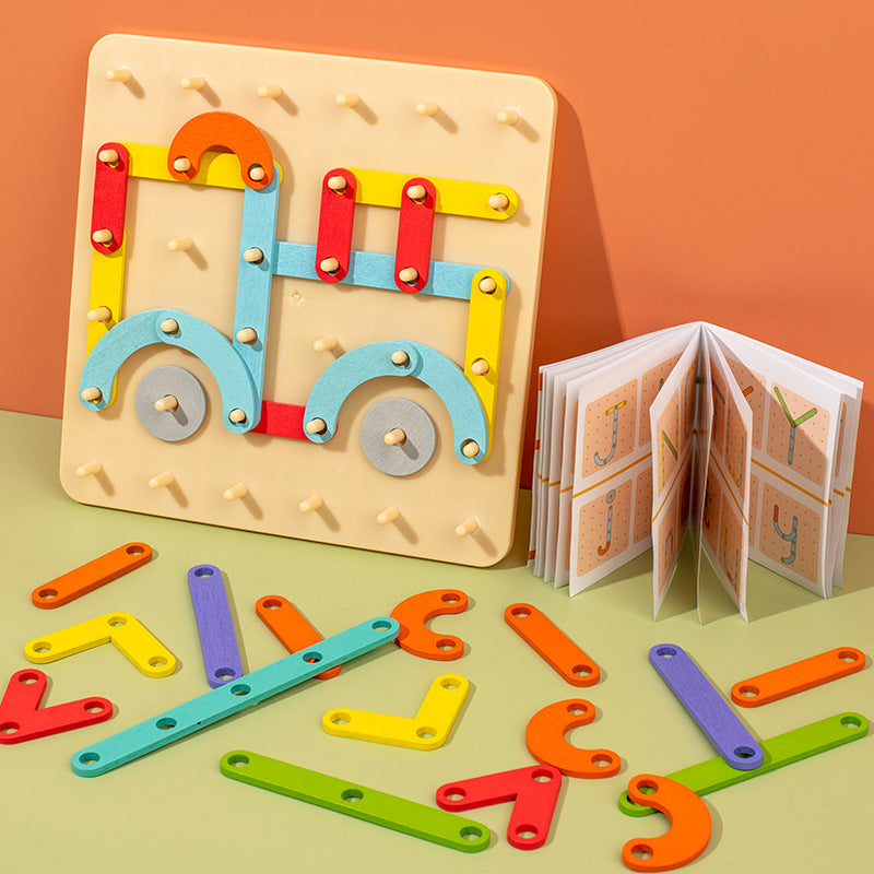 Montessori-pedagogiska byggklossar med bokstäver och siffror
